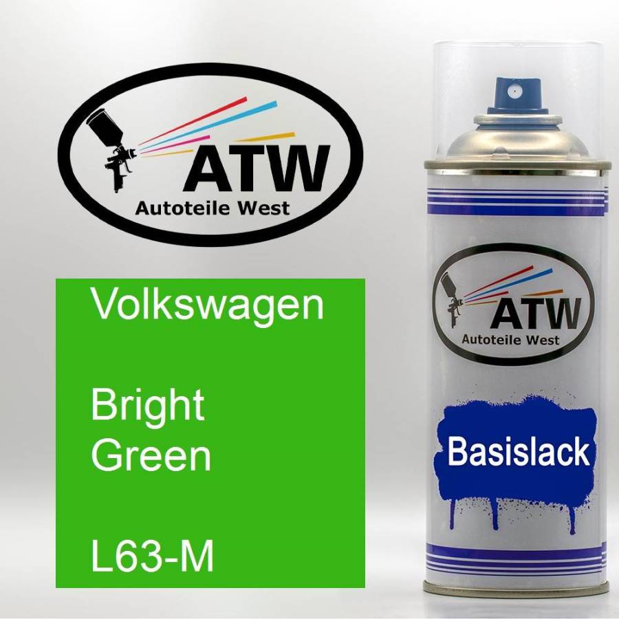 Volkswagen, Bright Green, L63-M: 400ml Sprühdose, von ATW Autoteile West.